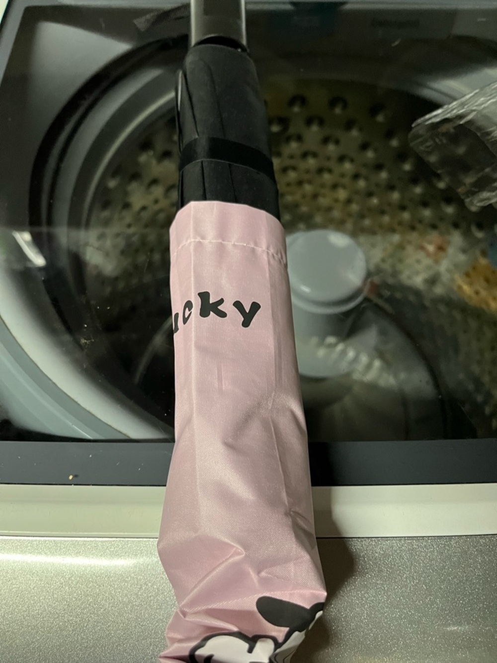 Black Umbrella with lavender graphic cover giveaway